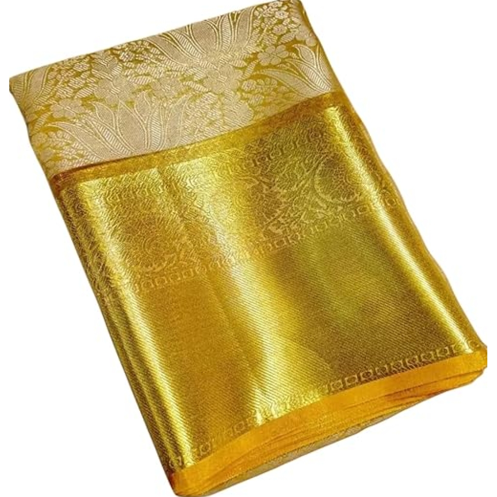 banarasi tissue silk saree woven with gold zari big and small border and heavy floral tanchoi design allover body