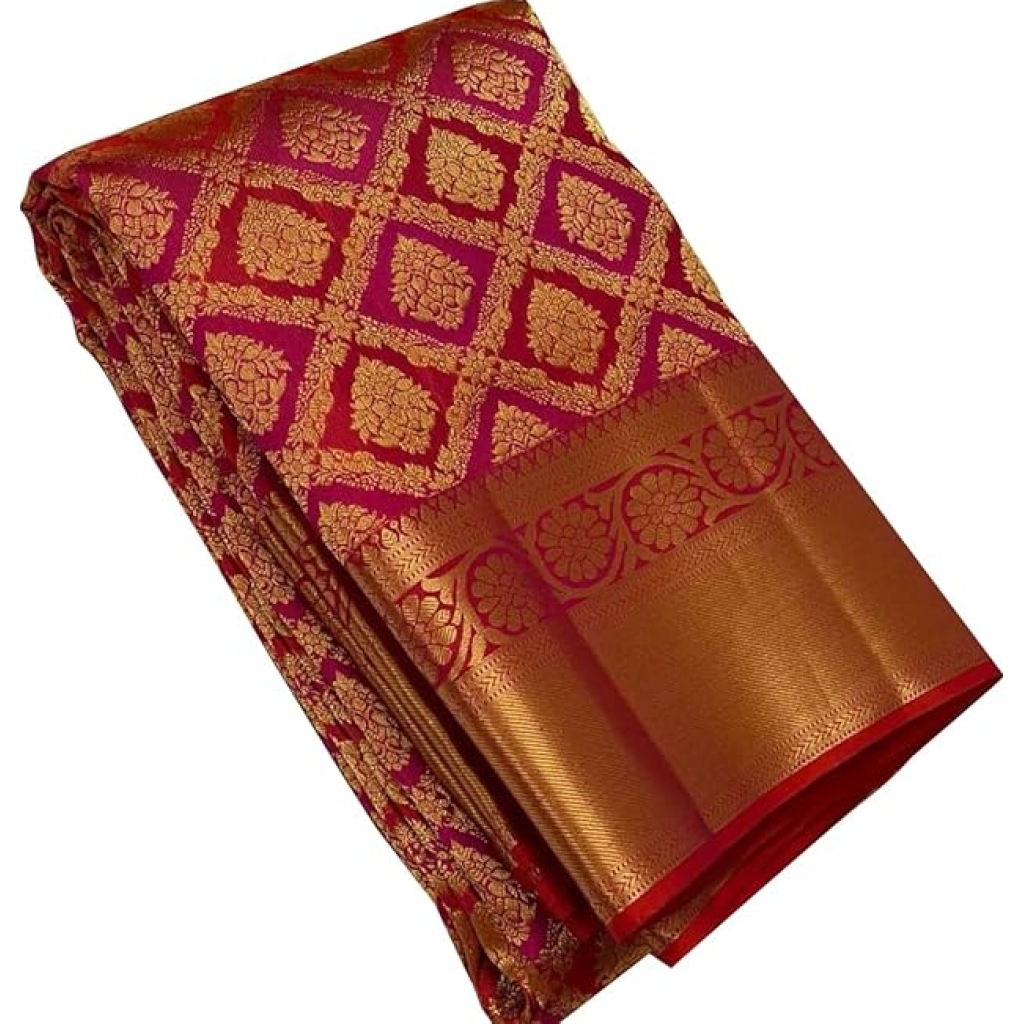 Avantika Fashion Women's Kanjivaram Soft Pure Silk Banarasi Sarees With Blouse Piece, Pink