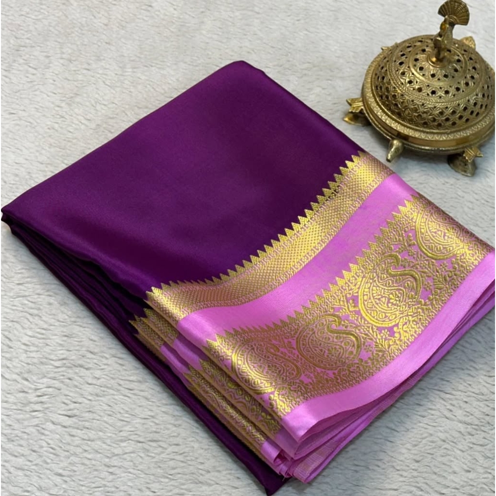 Traditional Charm: Mysore Silk Sarees with Mango Bentex Border